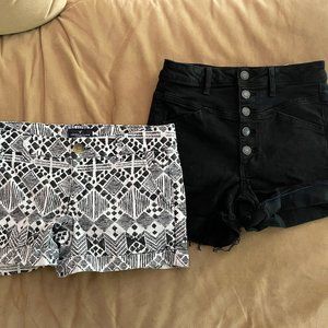 Bundle lot of 2 American Eagle Shorts Womens Size 2 Cuffed Midi Stretch Shortie